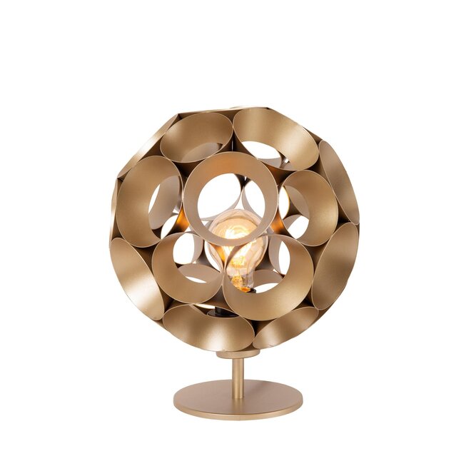 Lucide HANNELORE - Tafellamp - Ø 25 cm - 1xE27 - Mat Goud / Messing