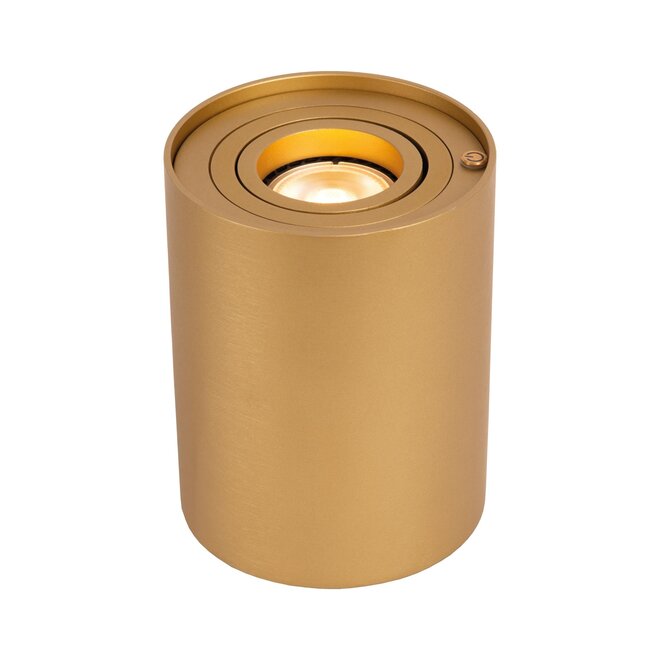 Lucide TUBE - Tafellamp - Ø 9,6 cm - LED Dimb. - GU10 - 1x5W 2600K/2800K - 3 StepDim - Mat Goud / Messing
