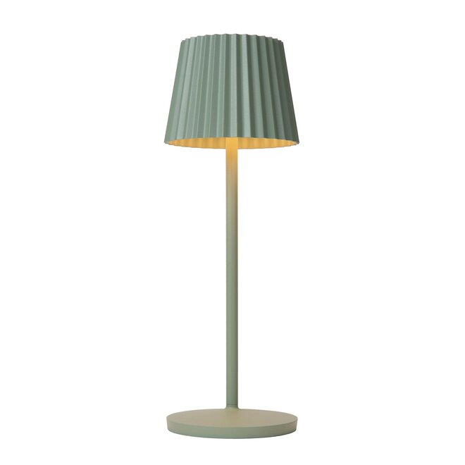 Lucide JUSTINE - Oplaadbare Tafellamp Buiten - Accu/Batterij - LED Dimb. - 1x2W 2700K - IP54 - Met draadloos oplaadstation - Groen