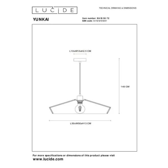 Lucide YUNKAI - Hanglamp - Ø 50 cm - 1xE27 - Naturel