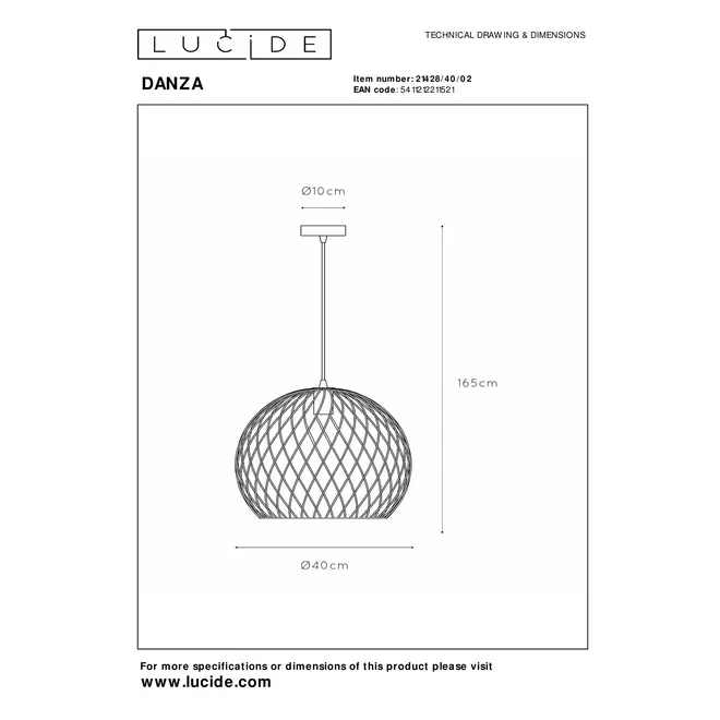 Lucide DANZA - Hanglamp - Ø 25 cm - 1xE27 - Mat Goud / Messing