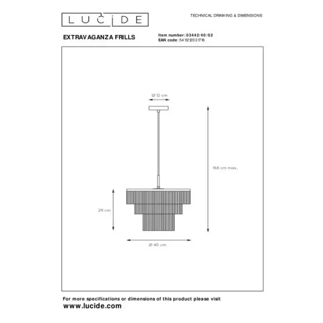 Lucide EXTRAVAGANZA FRILLS - Hanglamp - Ø 40 cm - 1xE27 - Mat Goud / Messing