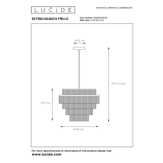 Lucide EXTRAVAGANZA FRILLS - Hanglamp - Ø 42 cm - 1xE27 - Mat Goud / Messing
