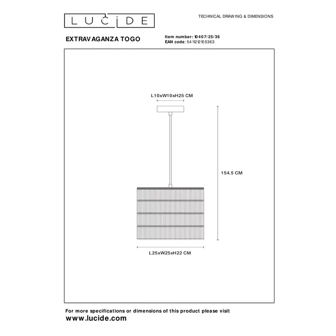 Lucide EXTRAVAGANZA TOGO - Hanglamp - Ø 25 cm - 1xE27 - Grijs