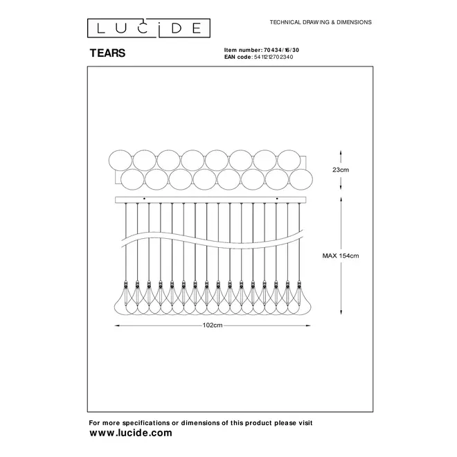 Lucide TEARS - Hanglamp - LED Dimb. - G4 - 16x1,5W 3000K - Zwart