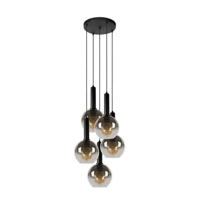 Lucide MARIUS - Hanglamp - Ø 55 cm - 5xE27 - Zwart