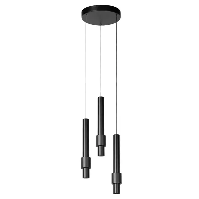 Lucide MARGARY - Hanglamp - Ø 28 cm - LED Dimb. - 3x4W 2700K - Zwart