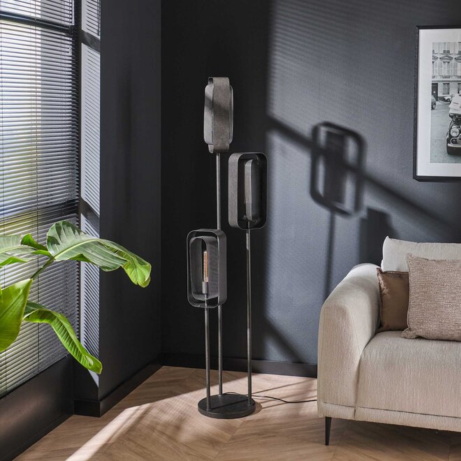 Vloerlamp 3L mesh rotate / Artic zwart