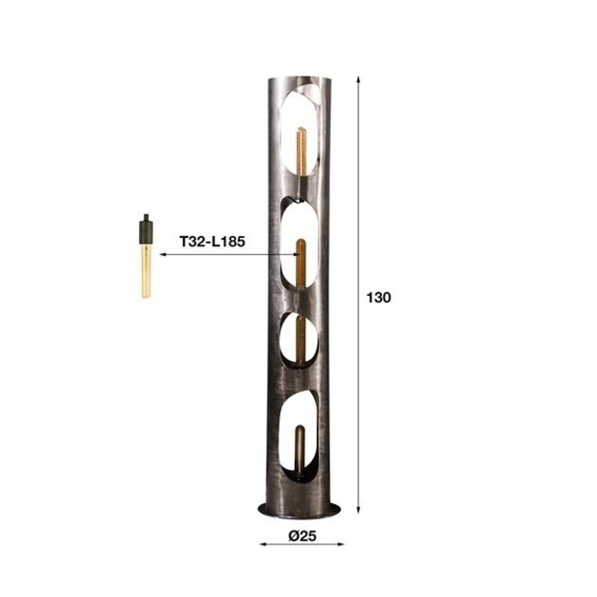 Vloerlamp  Ø25 organic cylinder XL / Zwart nikkel