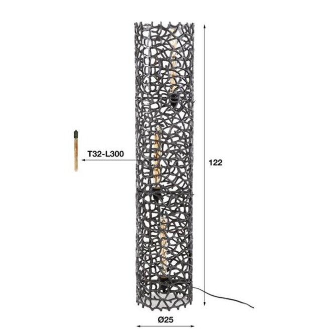 Vloerlamp  Ø25 weaver cylinder XL / Zwart nikkel