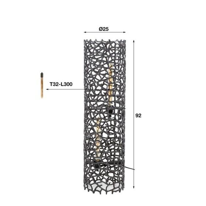 Vloerlamp  Ø25 weaver cylinder L / Zwart nikkel