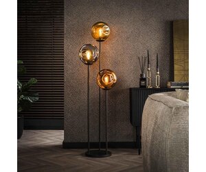 Duolla - Staande Lamp ROLLER 1xE27/15W/230V diameter 45 cm rotan/zwart