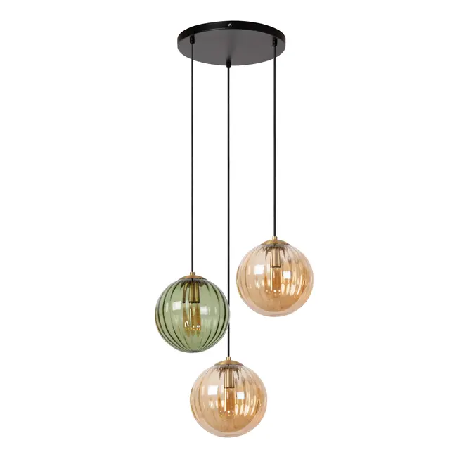 Lucide MONSARAZ - Hanglamp - Ø 35 cm - 3xE27 - Groen