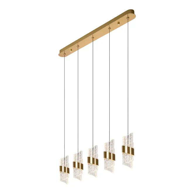 Lucide KLIGANDE - Hanglamp - LED Dimb. - 5x7,8W 2700K - Mat Goud / Messing