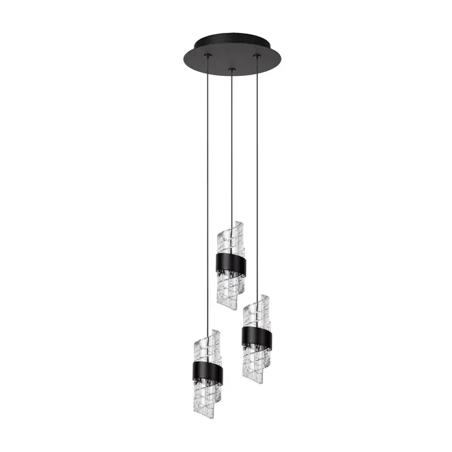 Lucide KLIGANDE - Hanglamp - Ø 25 cm - LED Dimb. - 3x8W 2700K - Zwart