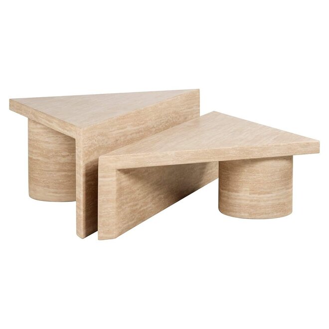 Salontafel set Fictus Travertine faux (Beige)