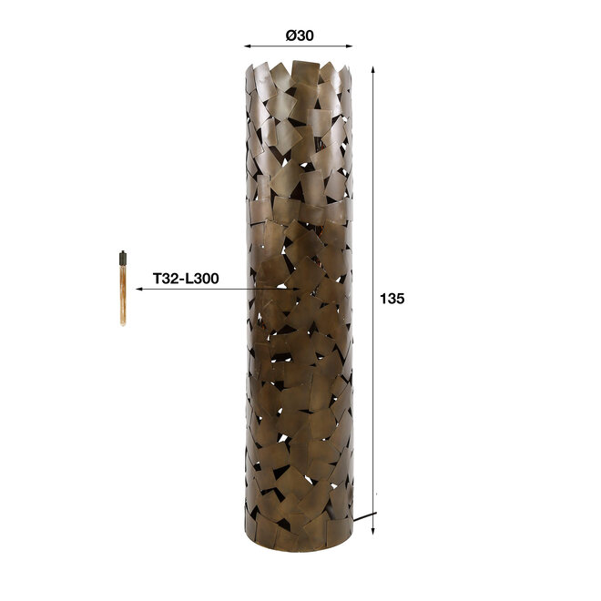 Vloerlamp patch cylinder / Brons antiek