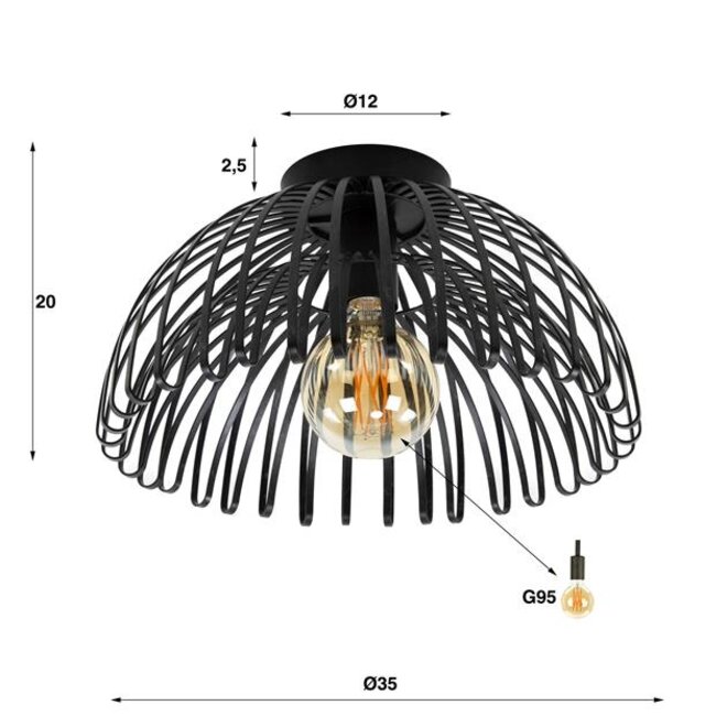 Plafondlamp 1L Bend / Charcoal