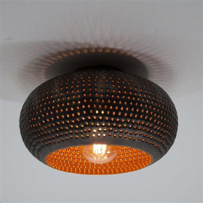 Plafondlamp Ø35 disk punch / Zwart bruin