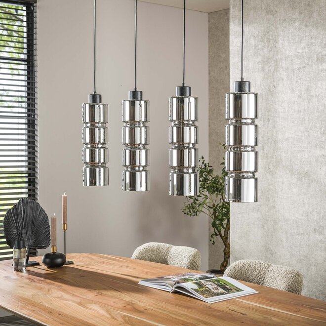 Hanglamp 4L cylinder glas / Artic zwart