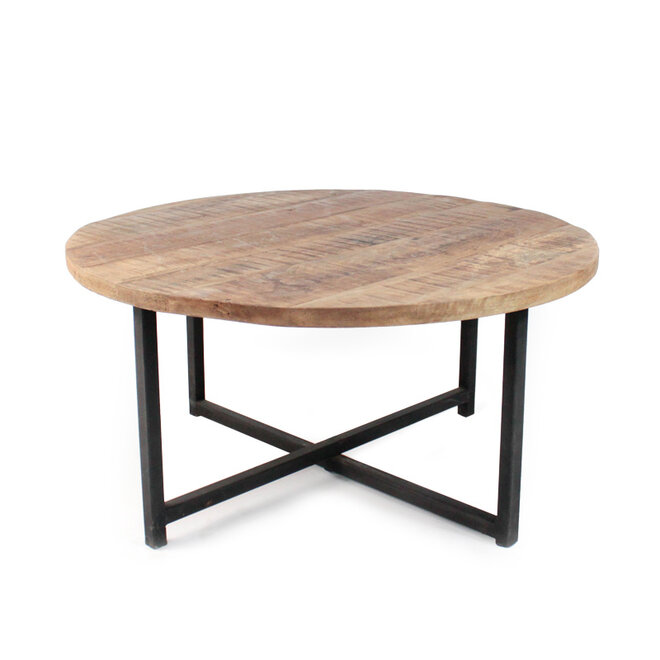 LABEL51 Salontafel Dex - Ruw - Mangohout - Rond - 80 cm