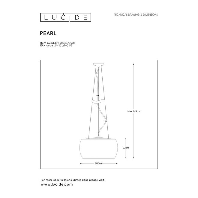 Lucide Pearl - Hanglamp Ø 40 cm 5xG9 Chroom - 2e kansje