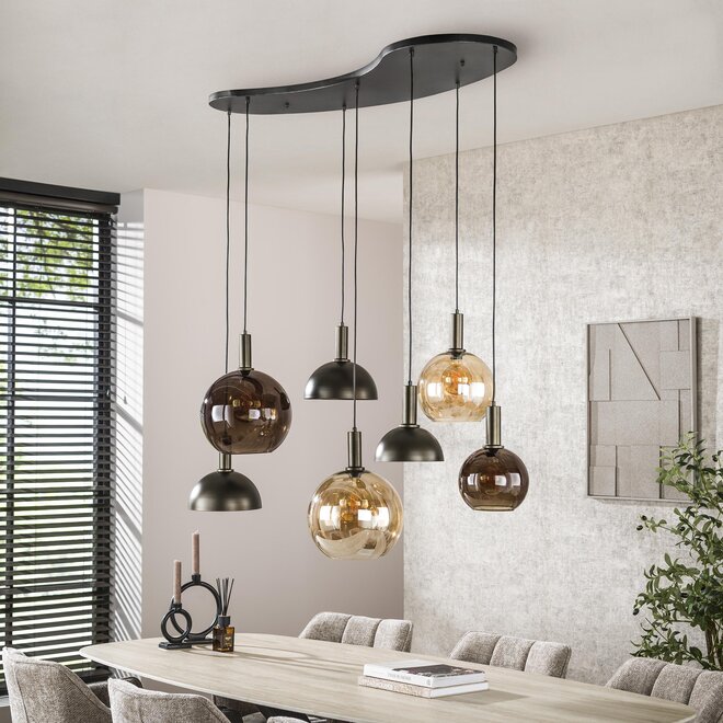 Hanglamp Cluster 4+3-lichts / Sienna bruin