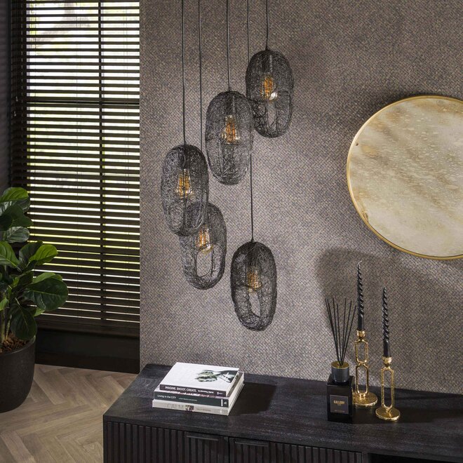 Hanglamp Open Eye 5-lichts / Artic zwart