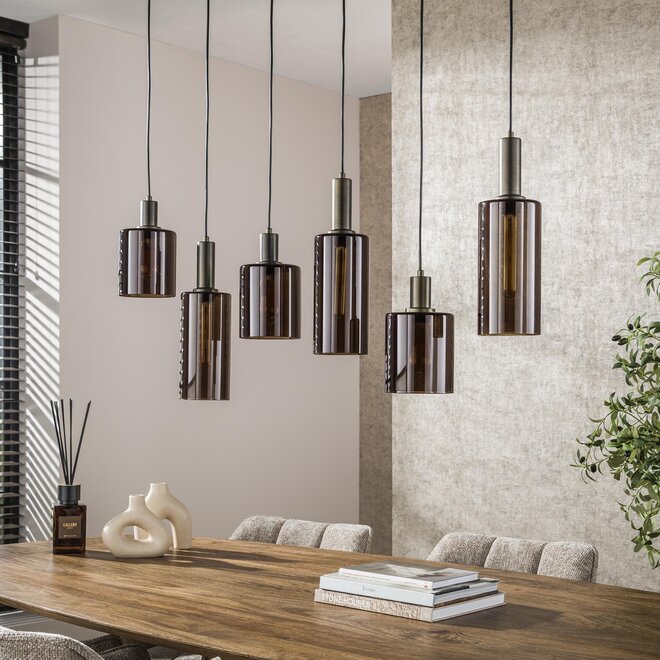 Hanglamp Sepiora 6-lichts / Sienna bruin