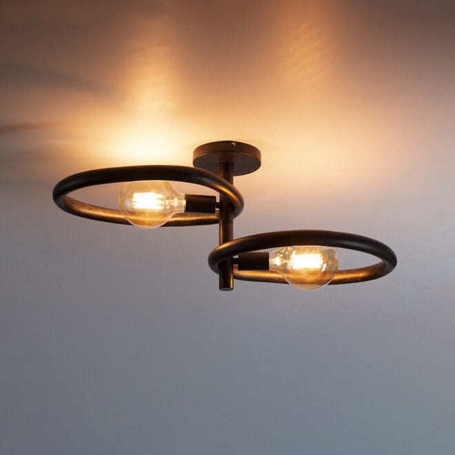 Plafondlamp Pebble 2-lichts / Artic zwart