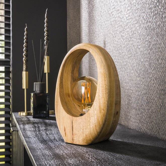 Tafellamp Arch Wood 1-lichts / Massief mango