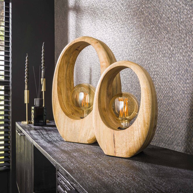 Tafellamp Arch Wood L 1-lichts / Massief mango