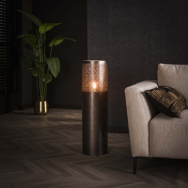 Vloerlamp Cylinder Glow 1-lichts 90cm / Zwart nikkel