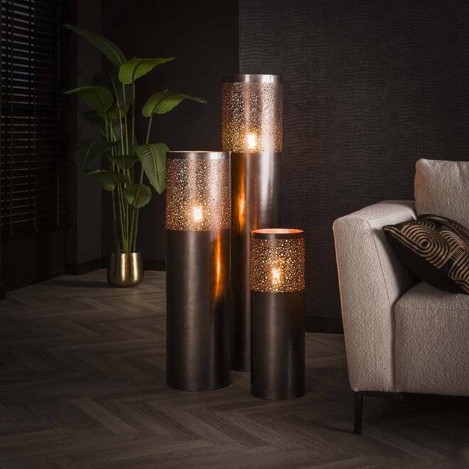 Vloerlamp Cylinder Glow 1-lichts 90cm / Zwart nikkel