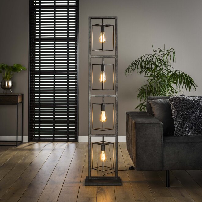 Vloerlamp Cubic Tower 4-lichts / Oud zilver