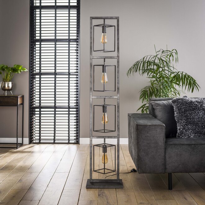 Vloerlamp Cubic Tower 4-lichts / Oud zilver
