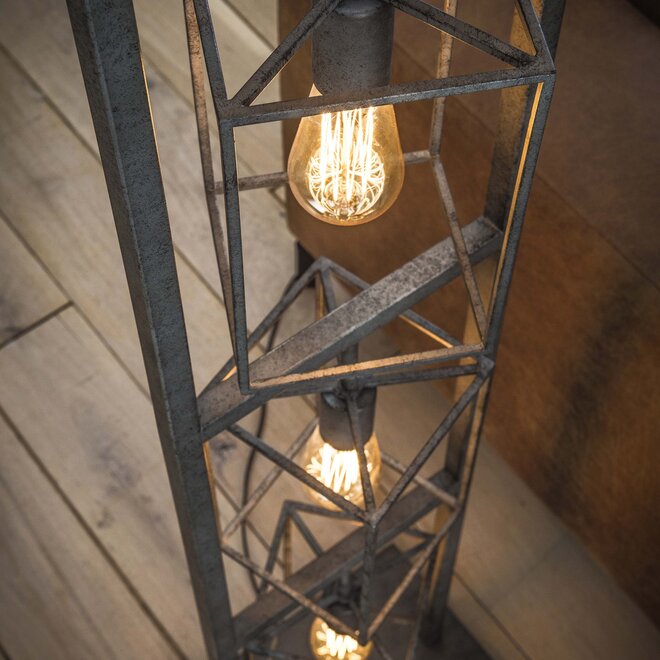 Vloerlamp Cubic Tower 4-lichts / Oud zilver