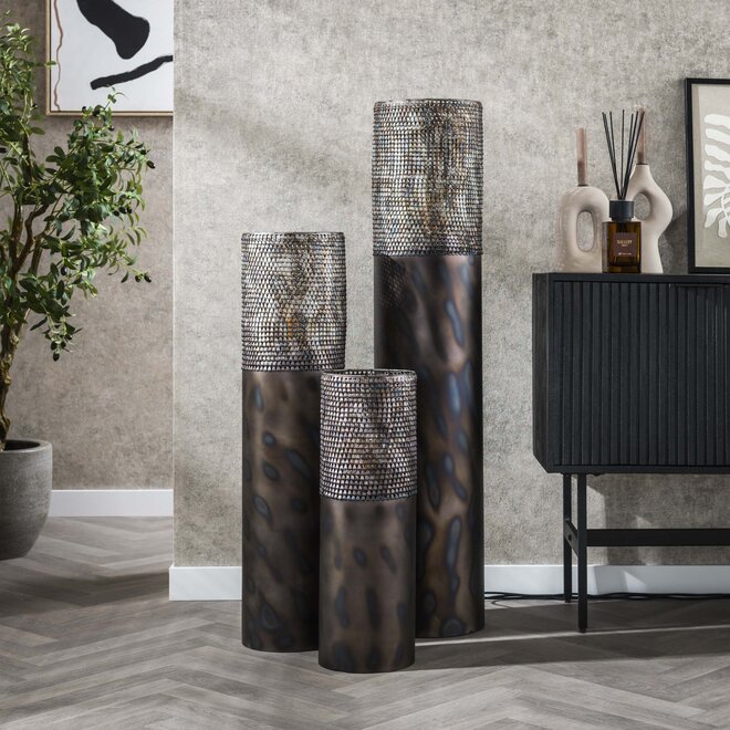 Vloerlamp Cylinder 1-lichts 120cm / Zwart bruin