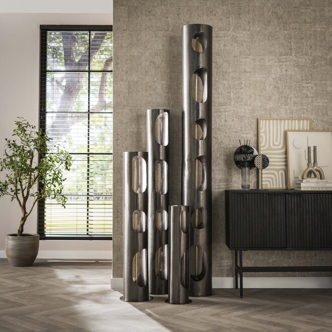 Vloerlamp Organic Cylinder 2-lichts / Zwart nikkel