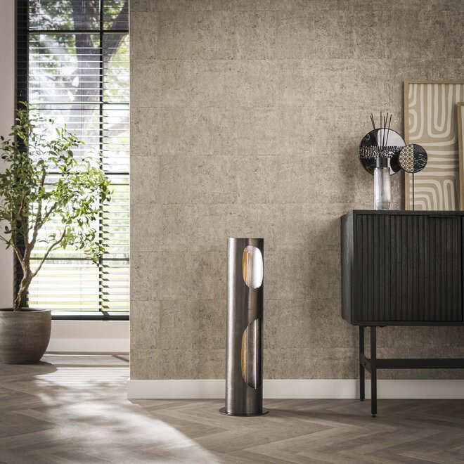 Vloerlamp Organic Cylinder 2-lichts / Zwart nikkel