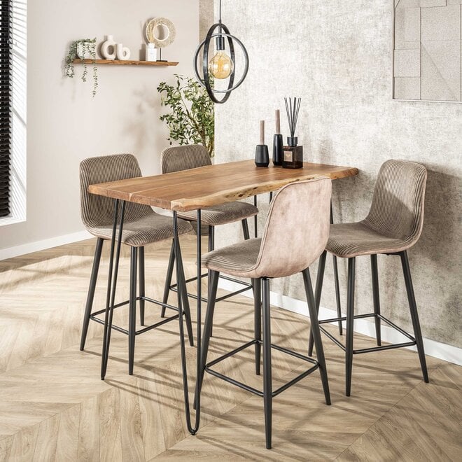 Barstoel Rib verpakt per 2 / Rock zand