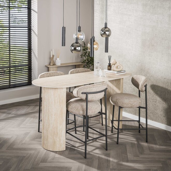 Bartafel Romano Arch plat ovaal 180cm / Keramiek travertin