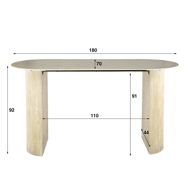 Bartafel Romano Arch plat ovaal 180cm / Keramiek travertin