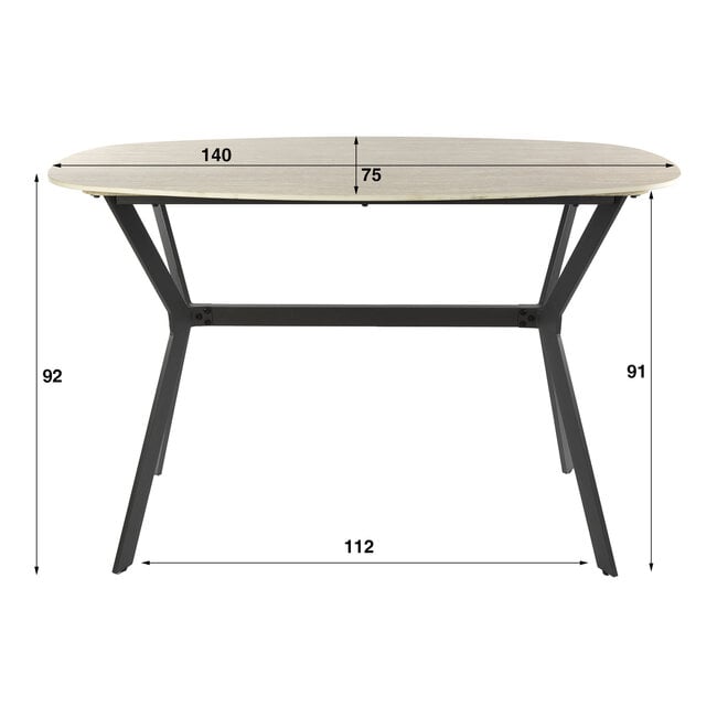 Bartafel Romano deens ovaal 140cm / Keramiek travertin
