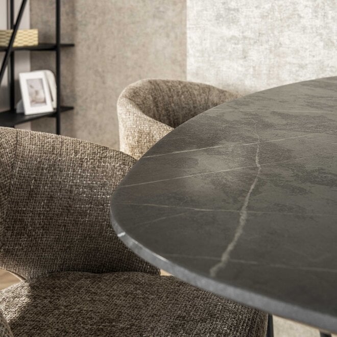 Bartafel Onyx Cross deens ovaal 140cm / 3D melamine graphite