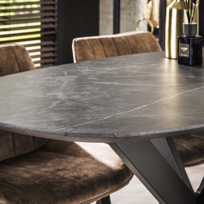 Bartafel Onyx Cross deens ovaal 140cm / 3D melamine graphite