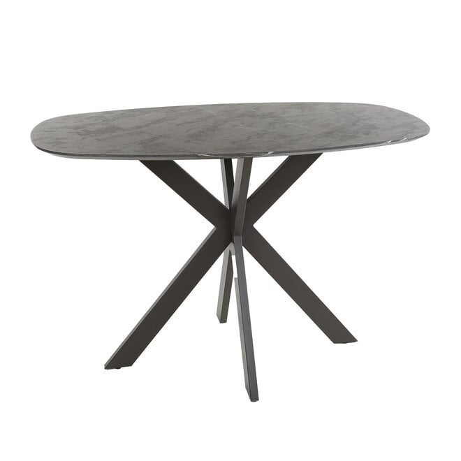 Bartafel Onyx Cross deens ovaal 140cm / 3D melamine graphite