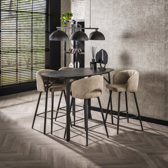 Bartafel Onyx deens ovaal 140cm / 3D melamine graphite