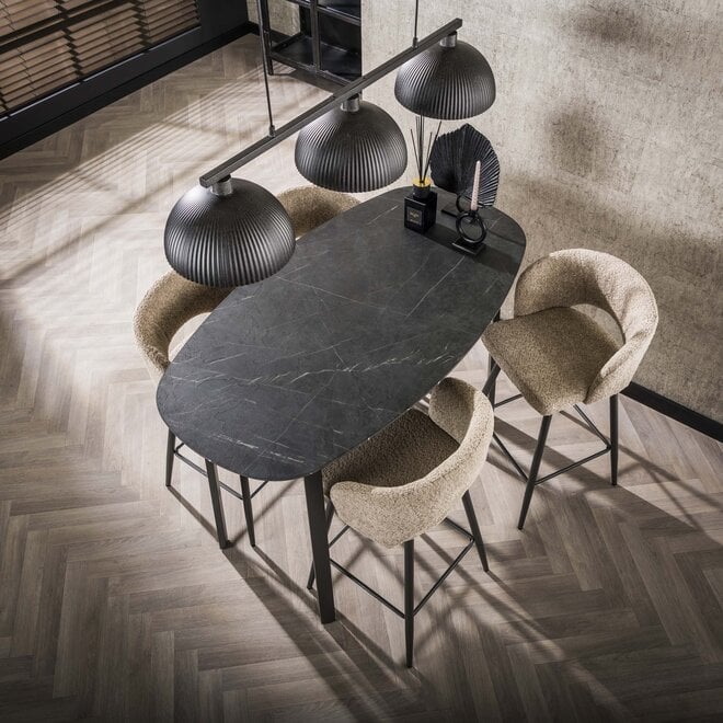 Bartafel Onyx deens ovaal 140cm / 3D melamine graphite