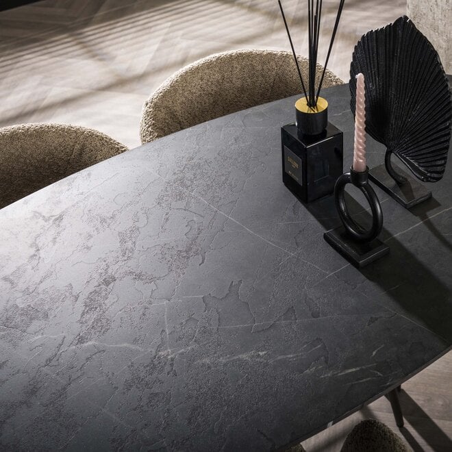 Bartafel Onyx deens ovaal 140cm / 3D melamine graphite